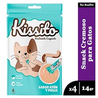 Snack Cremoso Gato Kissito Atún y Pollo 1 sobre x 4 tubos
